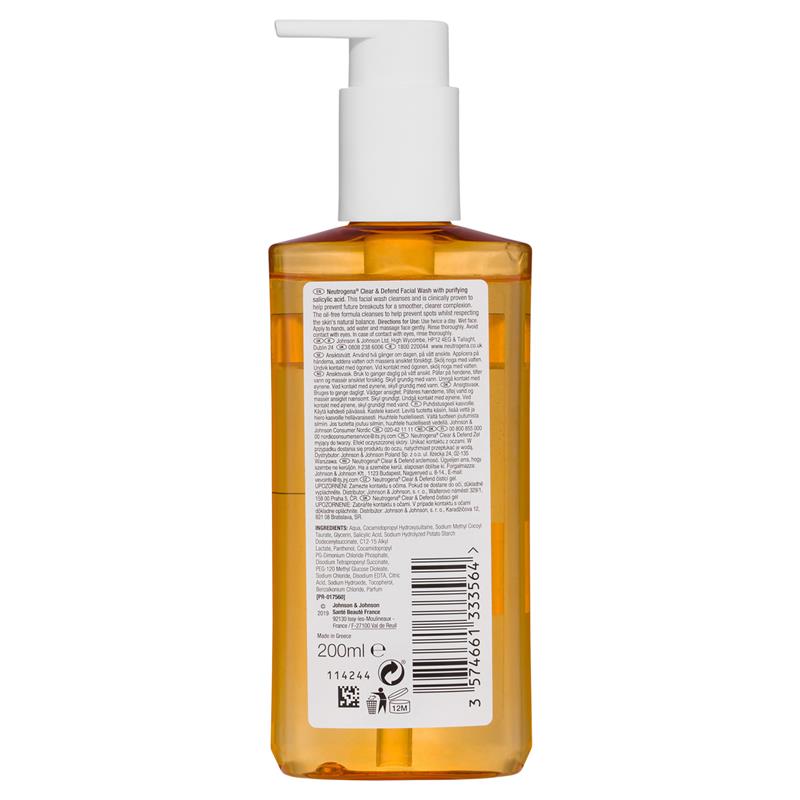 Neutrogena Clear & Defend Facial Wash 200ml