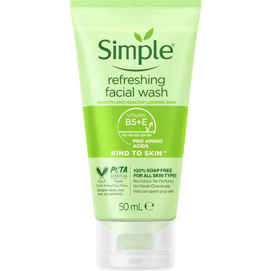 Simple Refreshing Facial Wash Sensitive Skin Soap Free Mini 50ml