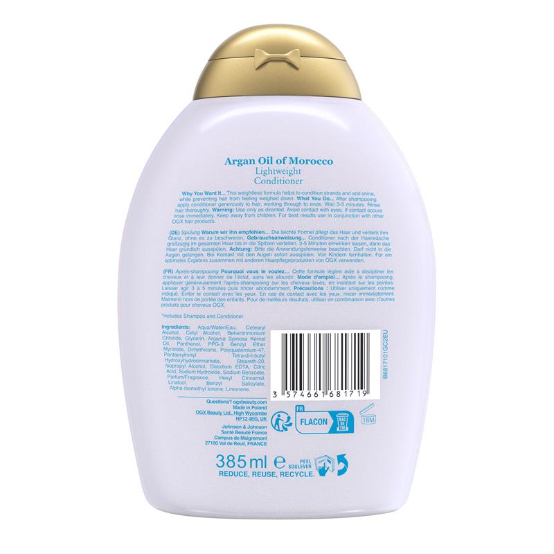 OGX Weightless Hydration Argan Oil of Morocco Conditioner for Fine Hair 385ml