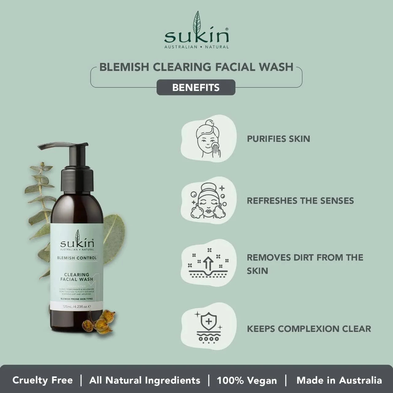 Sukin Belmish Control Facial Wash 125ml