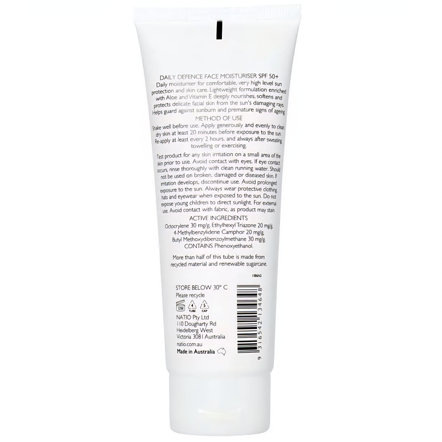 Natio Daily Defence Face Moisturiser SPF 50+ 100ml